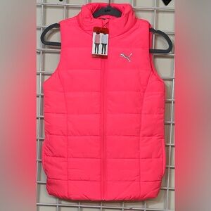 Puma Kids Bright Pink Quilted Vest Size Medium 10/12 kids Girls New With Tag